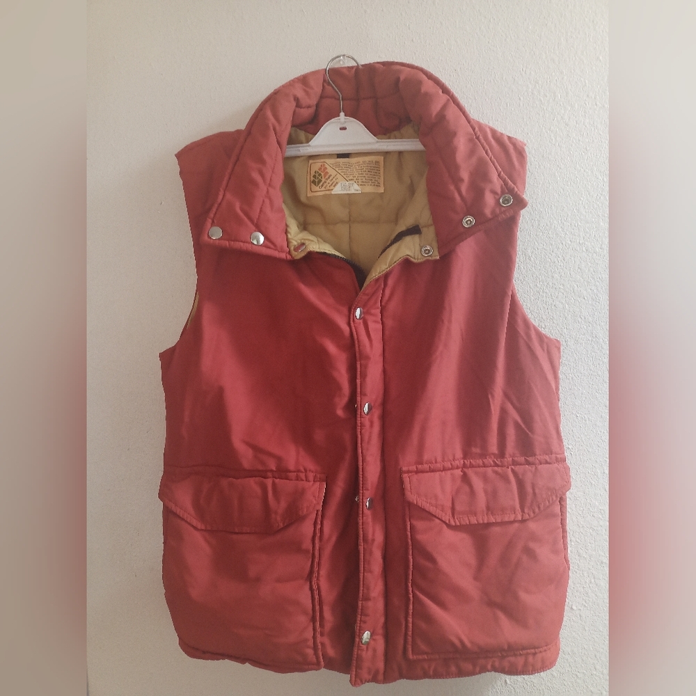 Red Puffer Vest with Snap Buttons